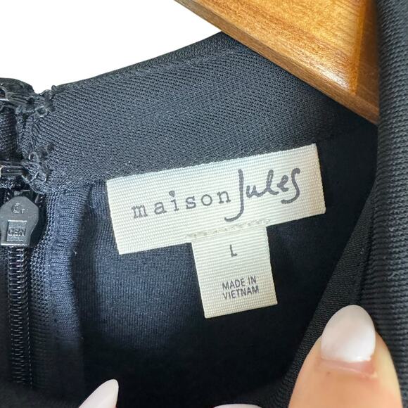 Maison Jules Black White Tweed Texture Collared Mini Shift Dress UPCYCLED - Picture 12 of 12